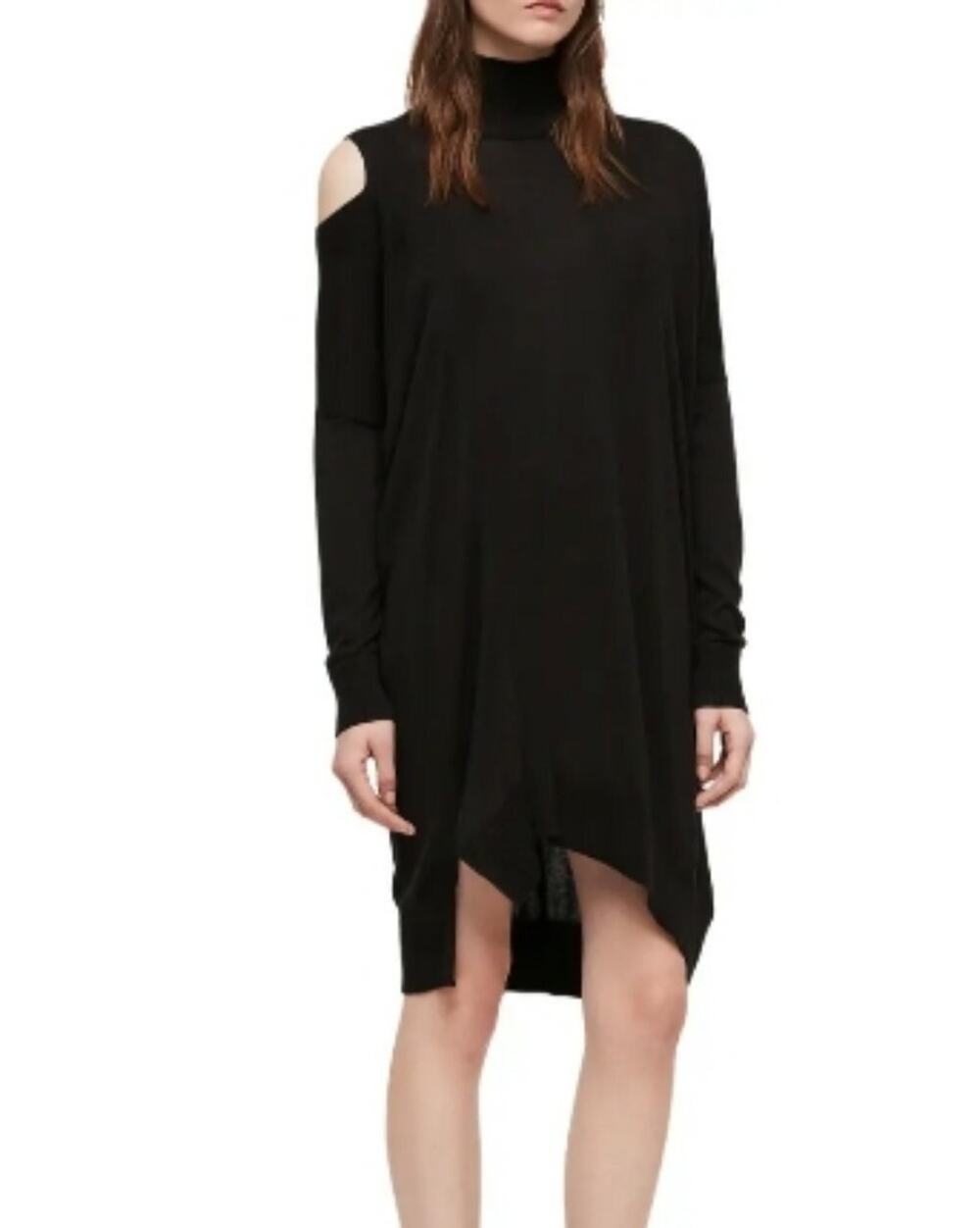 Allsaints  Women's Cecily Turtleneck Sweater Dress Black Size Small
